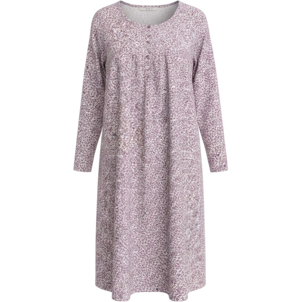 Walmart Ditsy Bouquet Floral Long‎ Sleeve Nightgown Purple White Medium 8-10 NEW